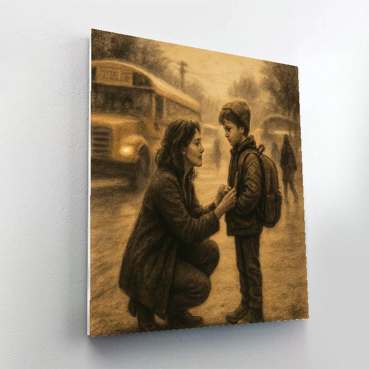 Goodbye At The Bus Stop paint by color