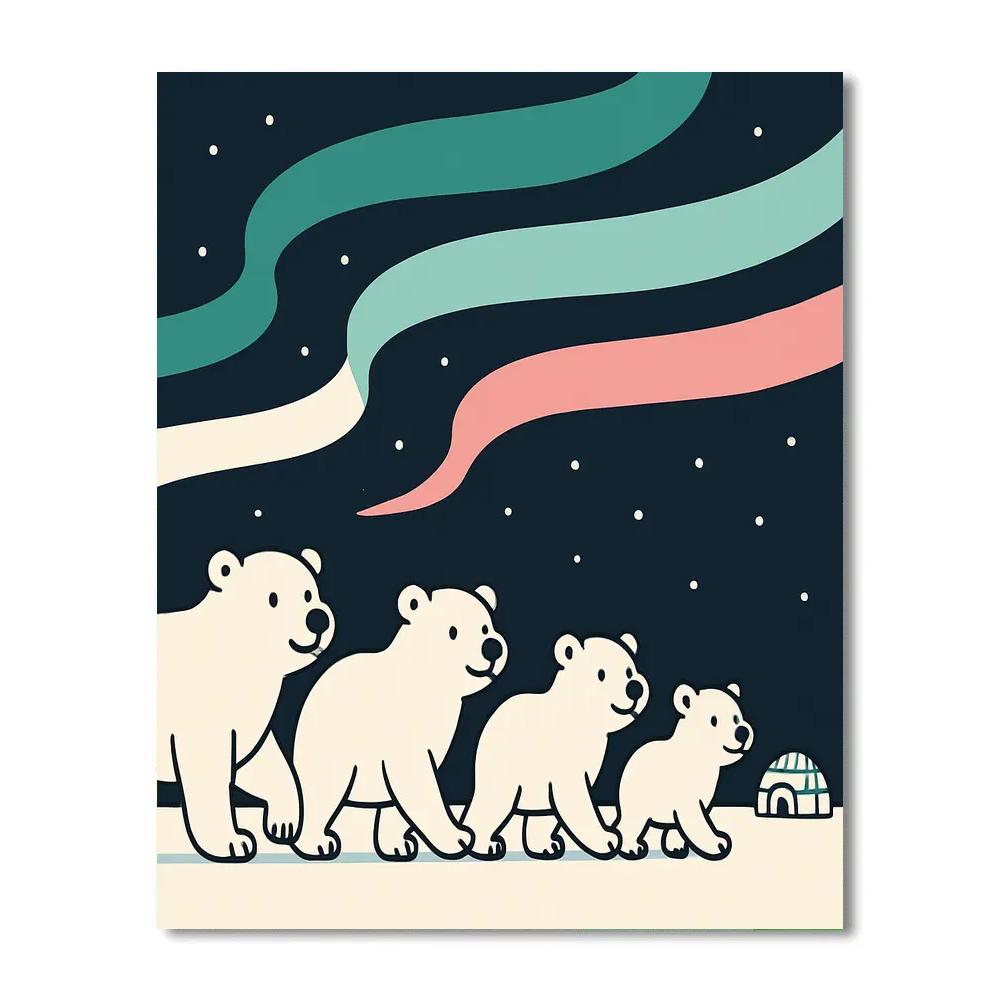Aurora Polar Bear Parade Paint by numbers art