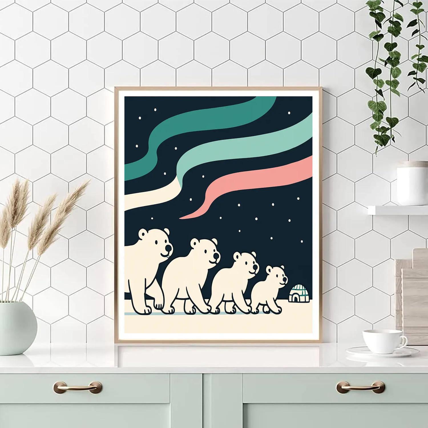 Aurora Polar Bear Parade Paint by numbers art
