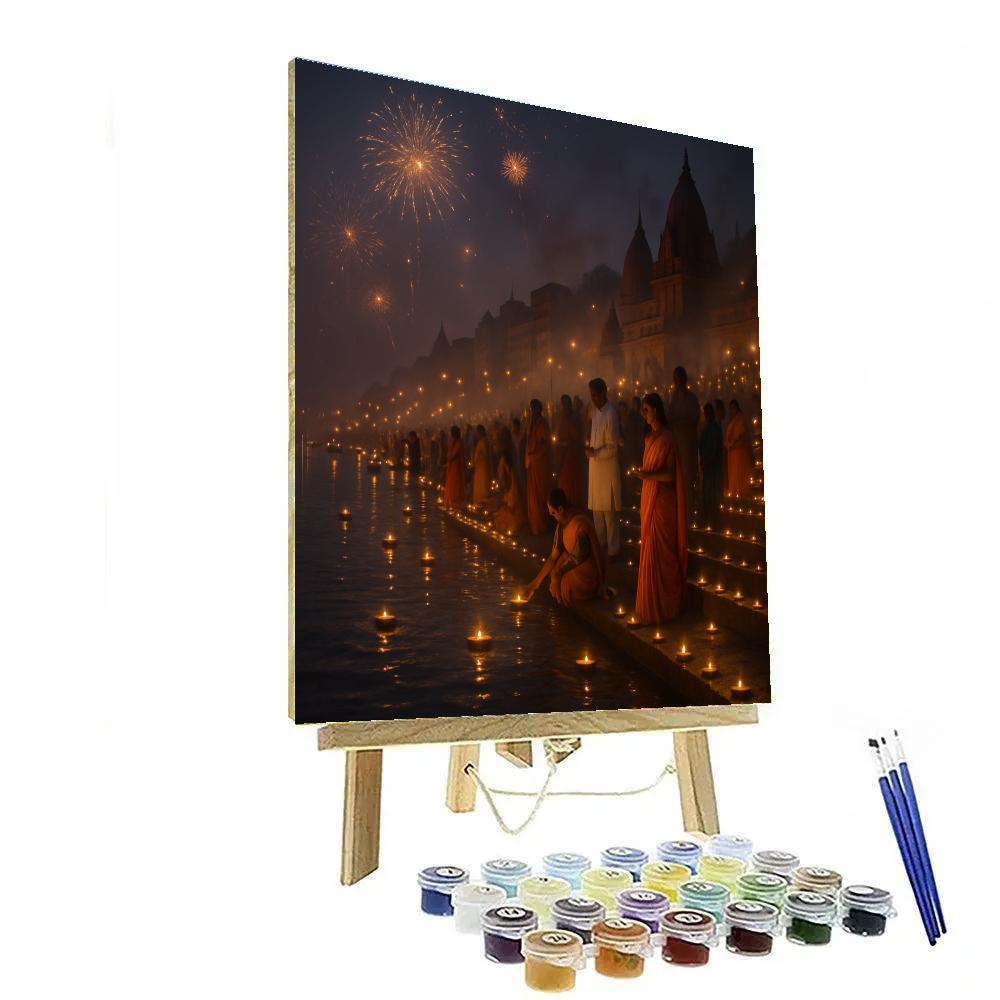 Diwali Night Festival In Varanasi Numbered painting kits