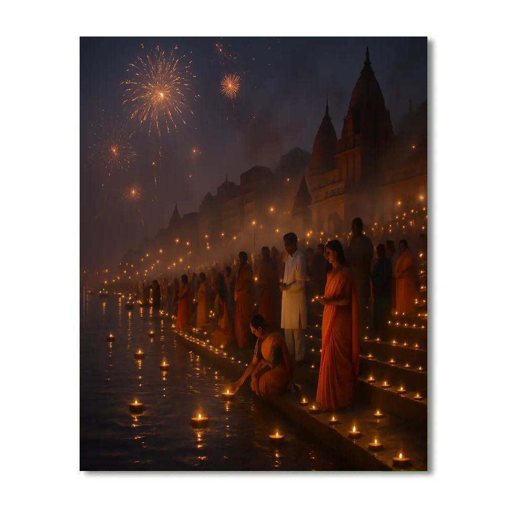 Diwali Night Festival In Varanasi Numbered painting kits