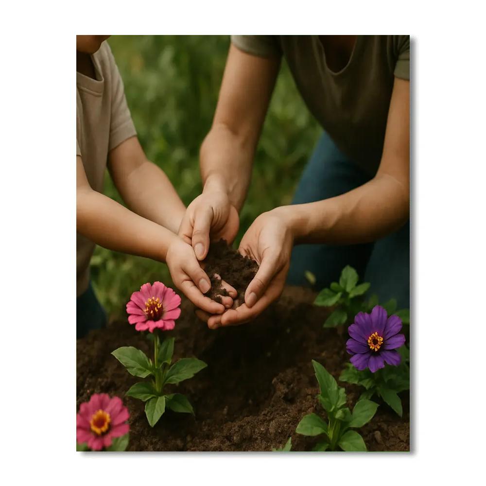Gentle Hands Planting A Garden paint by number