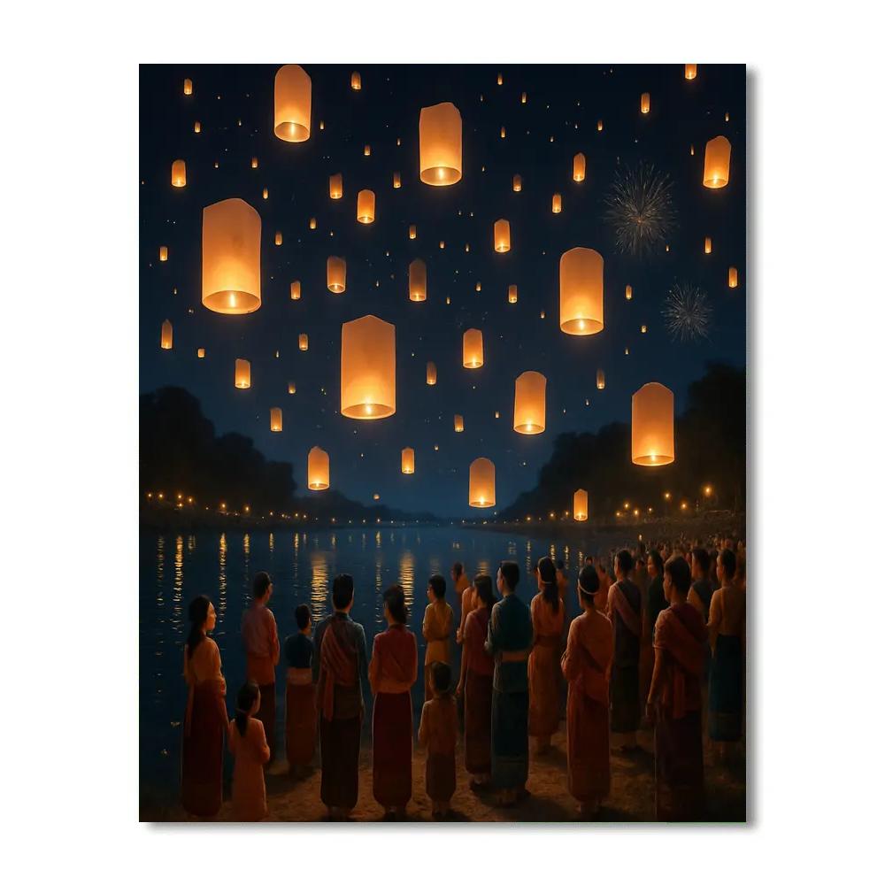 Lantern Festival On The Mekong River Paint by numbers art
