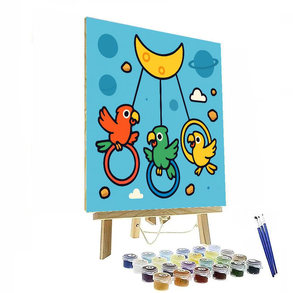 Planetary Playground Parrots paint by numbers