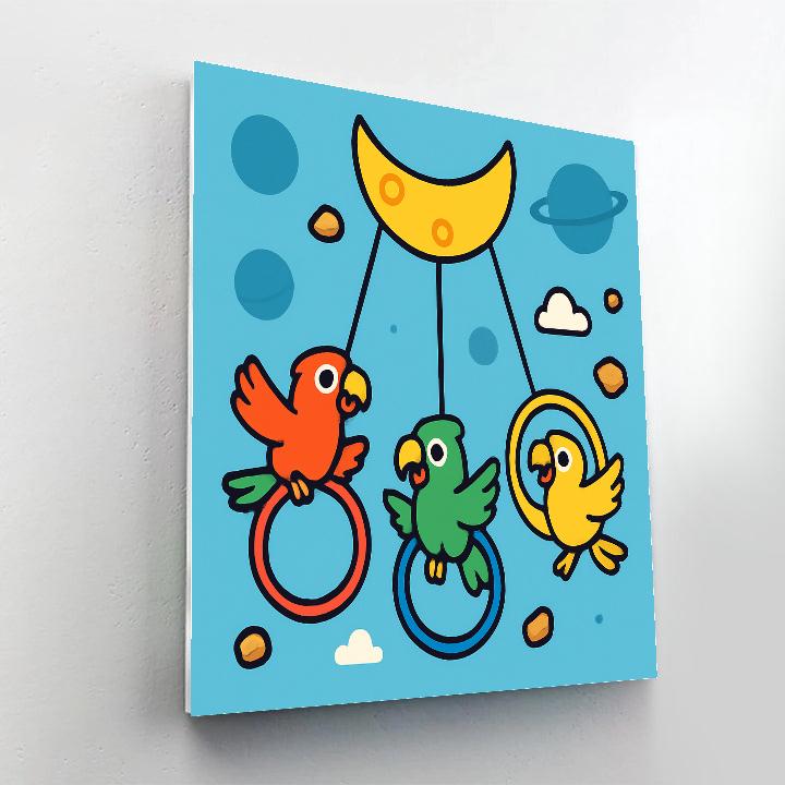 Planetary Playground Parrots paint by numbers