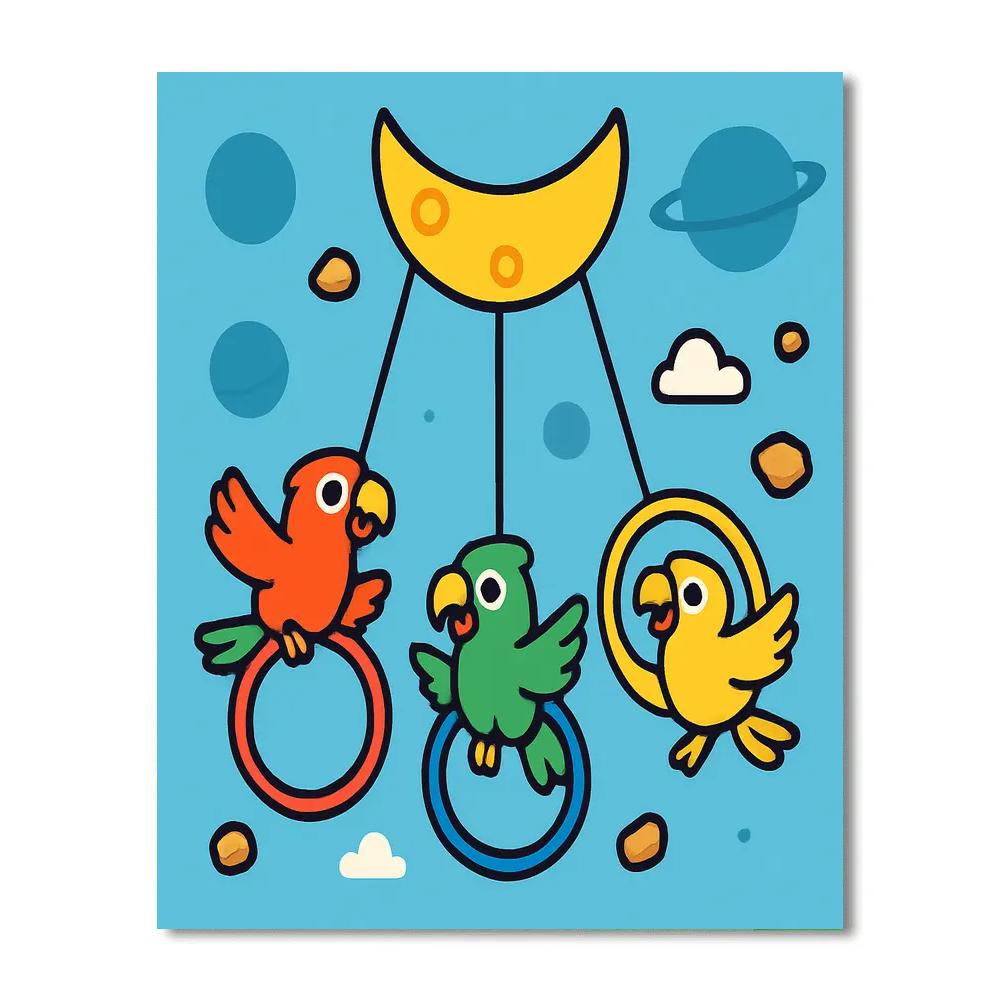 Planetary Playground Parrots paint by numbers