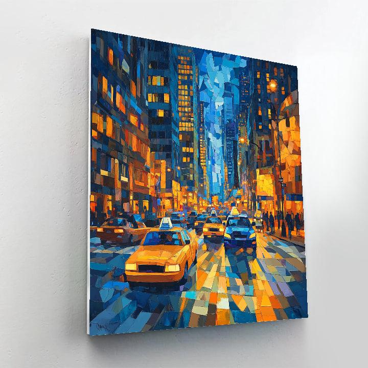 Picasso Inspired Citylights Cubist Night paint by color