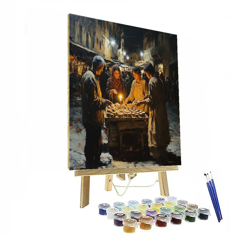 Rembrandt Inspired Candlelit Market paint by color