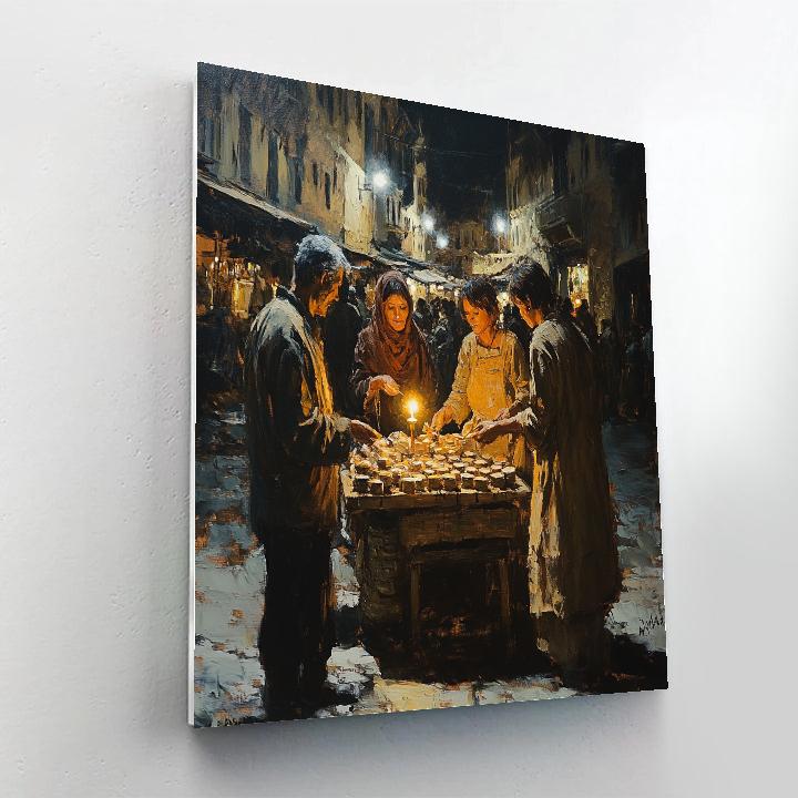 Rembrandt Inspired Candlelit Market paint by color