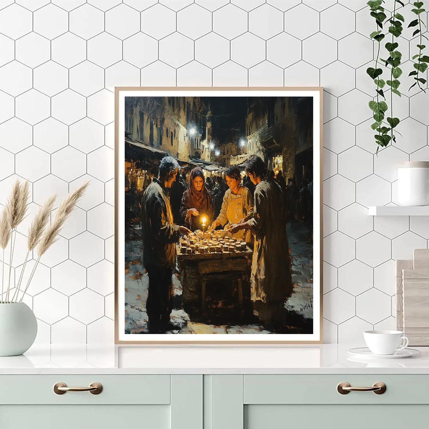 Rembrandt Inspired Candlelit Market paint by color