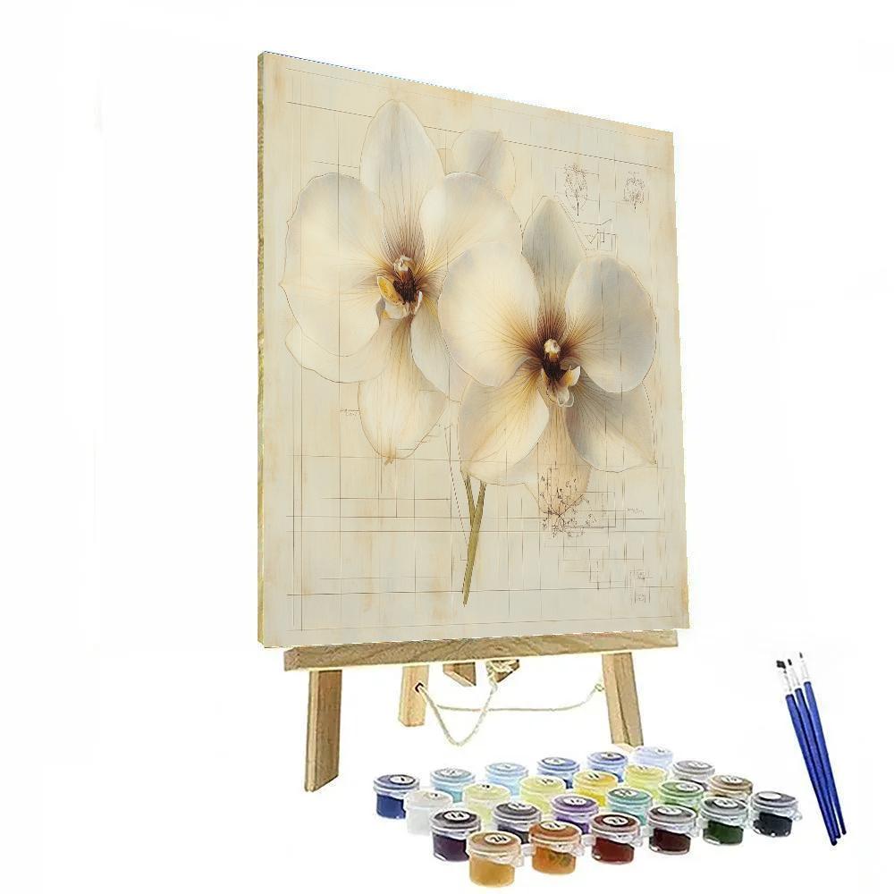 Leonardo Da Vinci Inspired Luminous Orchids paint by color