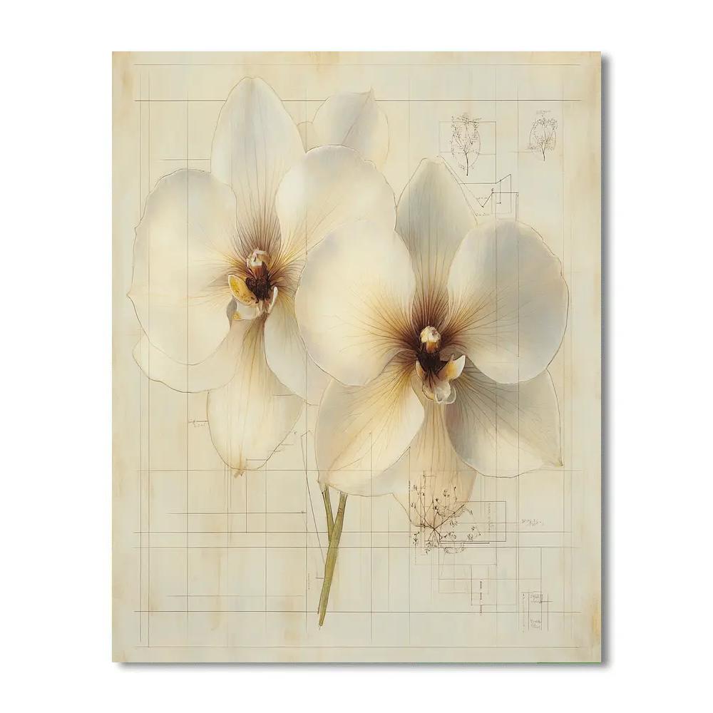 Leonardo Da Vinci Inspired Luminous Orchids paint by color