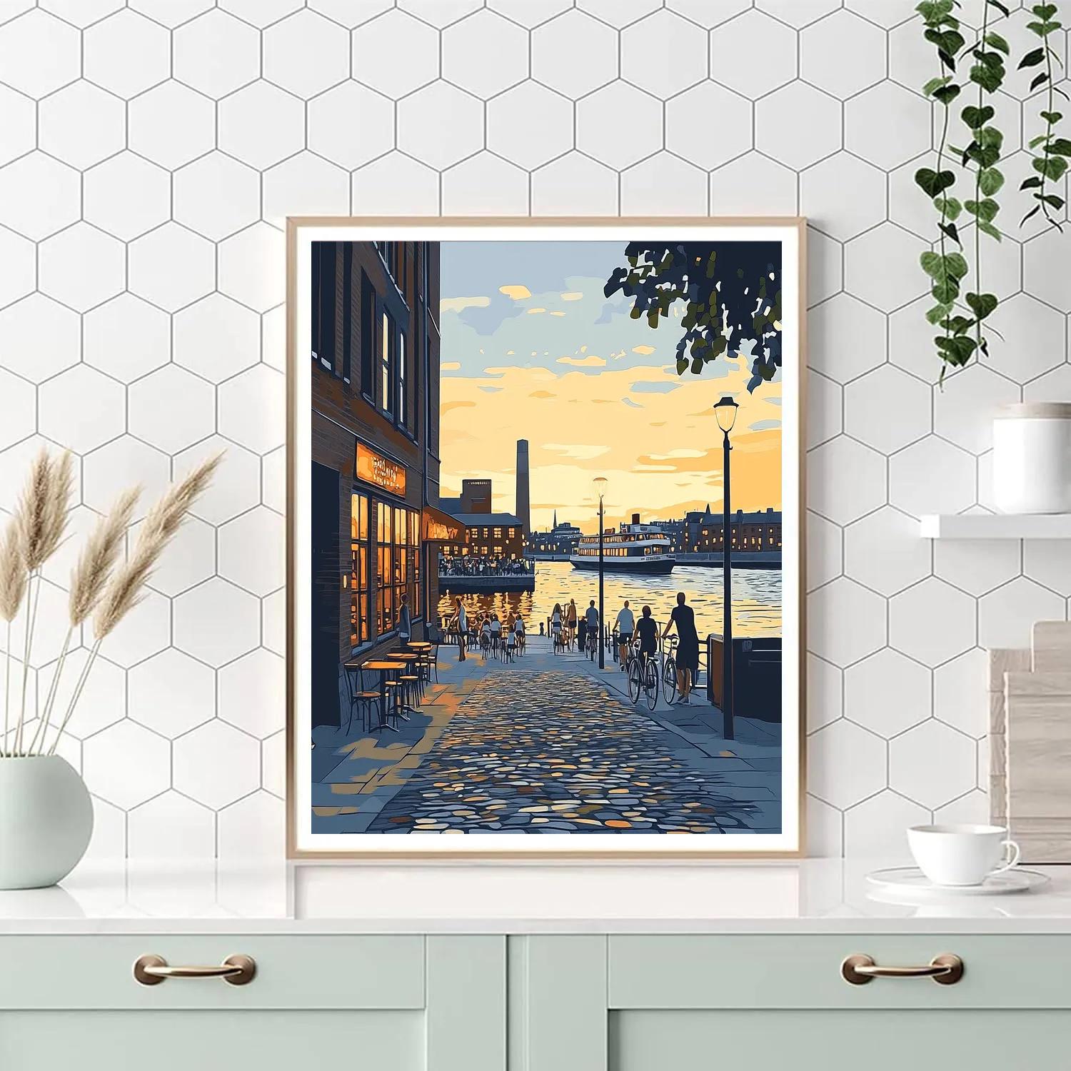 Old Port Cobblestones And Ferries Montreal Canada Number painting