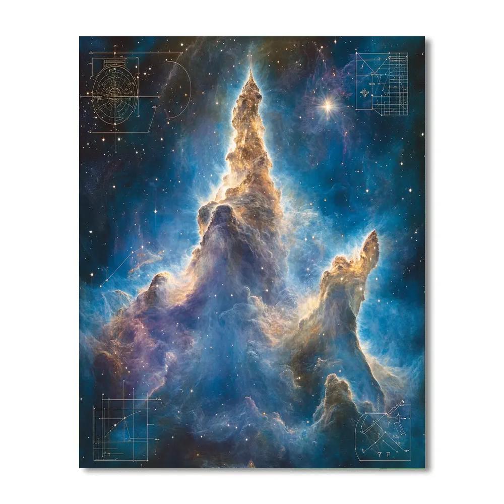Leonardo Da Vinci Inspired Celestial Nebula Paint by numbers art
