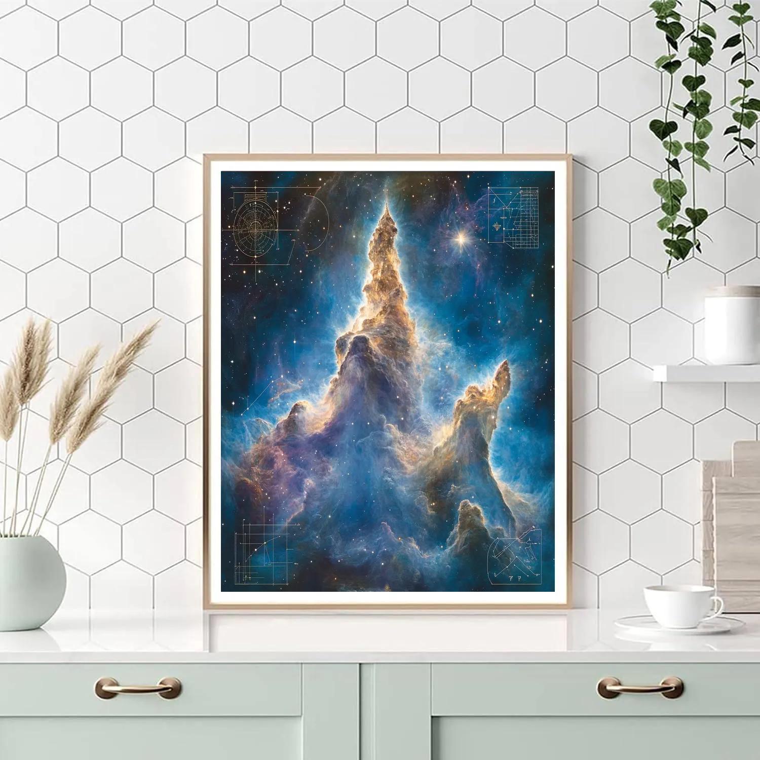 Leonardo Da Vinci Inspired Celestial Nebula Paint by numbers art