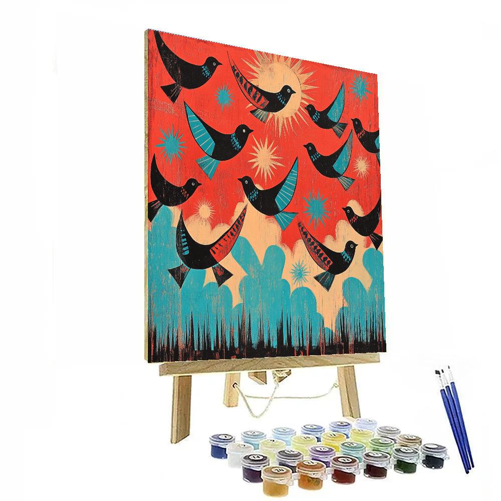 Norval Morrisseau Inspired Birds Of The Northern Sky DIY paint by numbers