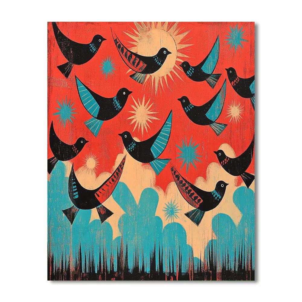 Norval Morrisseau Inspired Birds Of The Northern Sky DIY paint by numbers