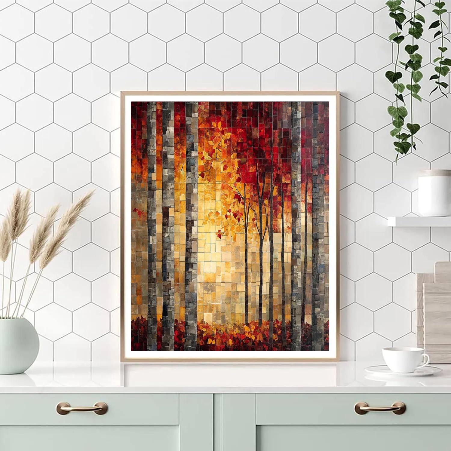 Jean-Paul Riopelle Inspired Autumn Mosaic Forest Numbered painting kits