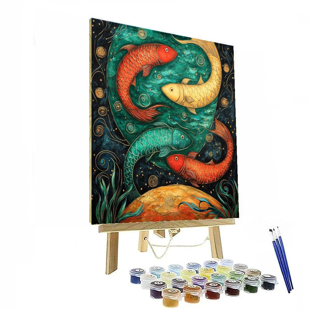 Norval Morrisseau Inspired Fish In Flowing River Energy DIY paint by numbers