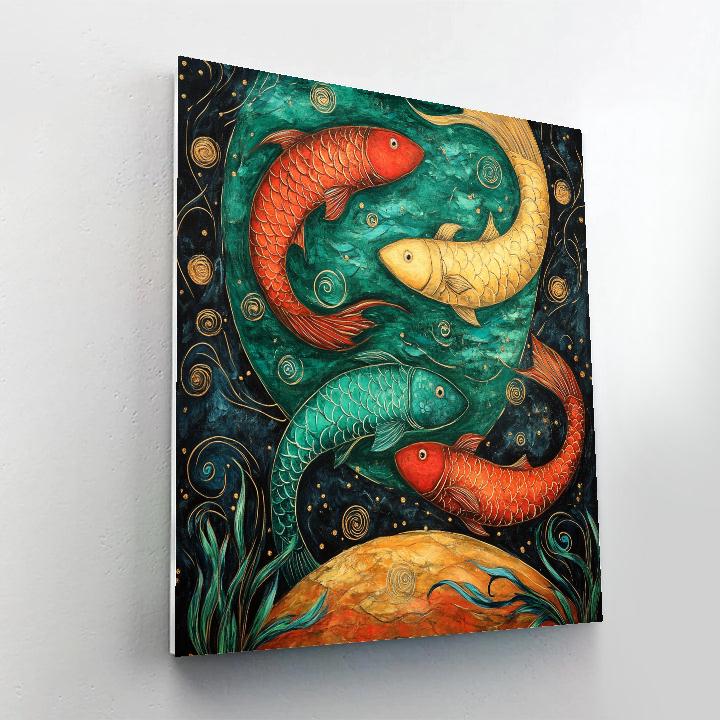 Norval Morrisseau Inspired Fish In Flowing River Energy DIY paint by numbers