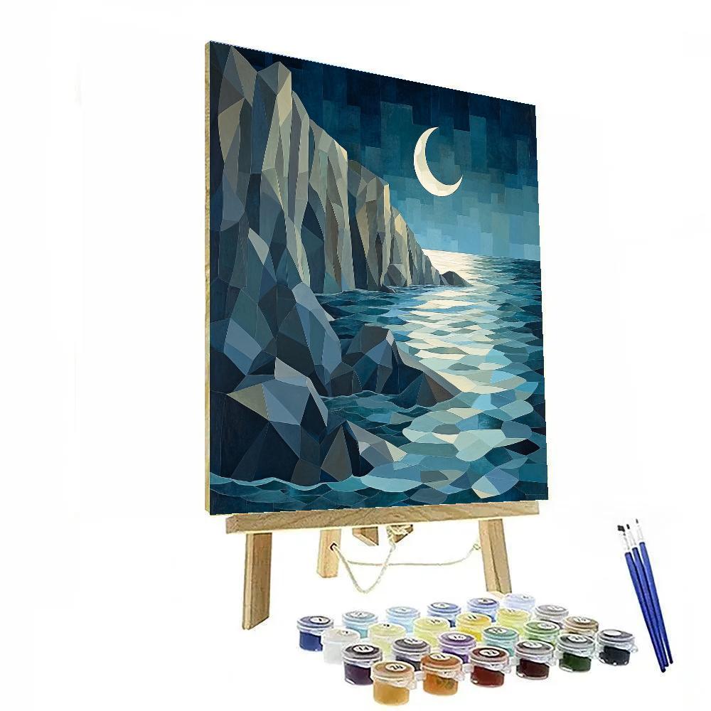 Pablo Picasso Inspired Geometric Coastal Nightscape paint by numbers