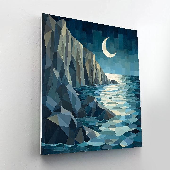 Pablo Picasso Inspired Geometric Coastal Nightscape paint by numbers