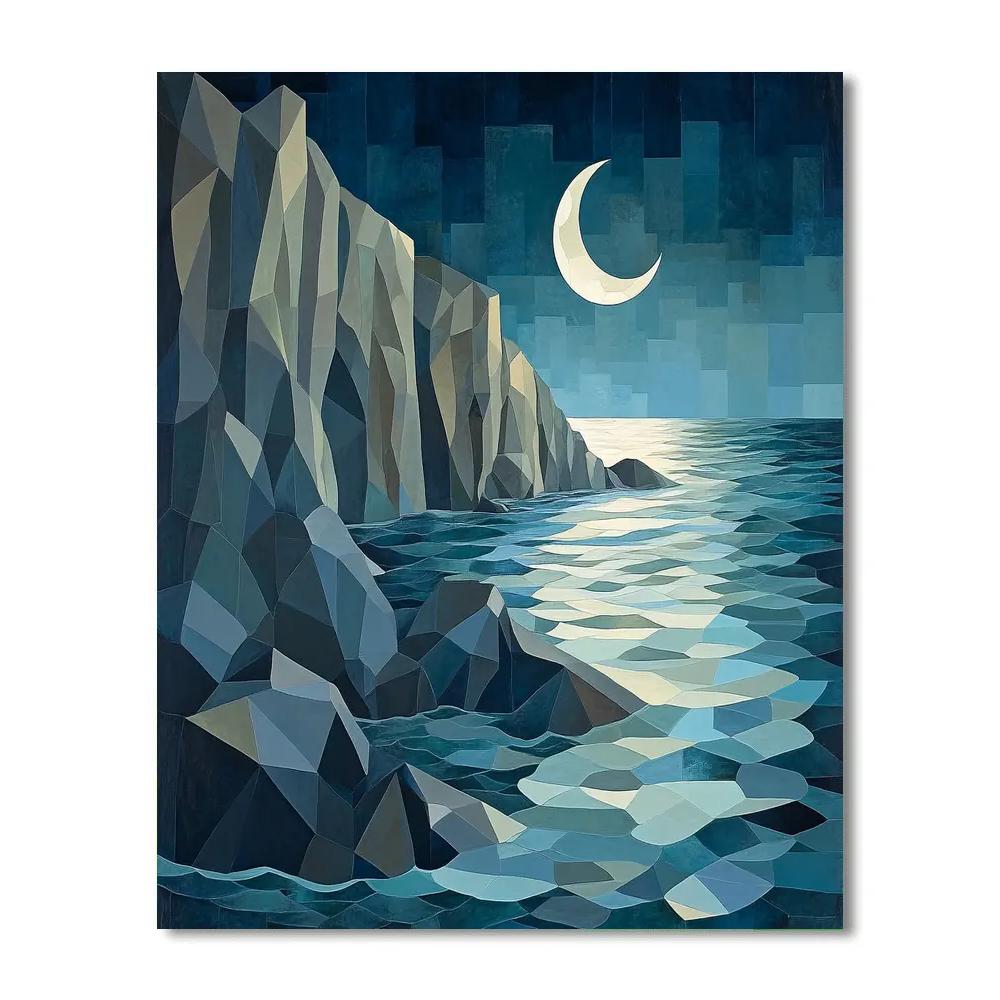 Pablo Picasso Inspired Geometric Coastal Nightscape paint by numbers