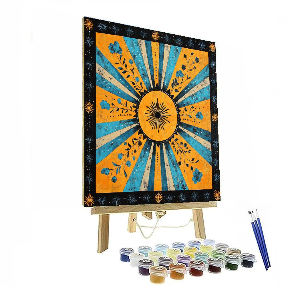 Norval Morrisseau Inspired Sun And Sky In Woodland Patterns Paint by numbers art