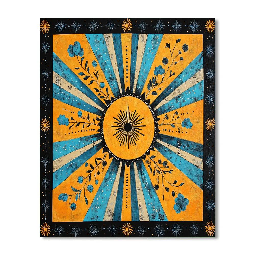 Norval Morrisseau Inspired Sun And Sky In Woodland Patterns Paint by numbers art