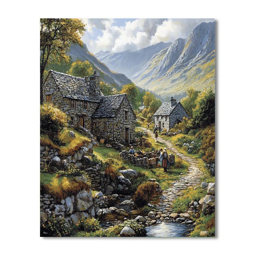 Gustave Courbet Inspired Mountain Village Paint by numbers kits