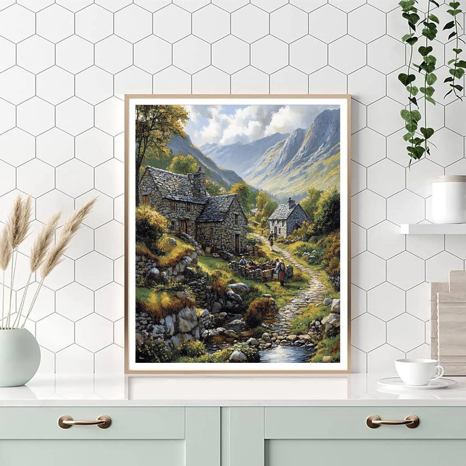 Gustave Courbet Inspired Mountain Village Paint by numbers kits