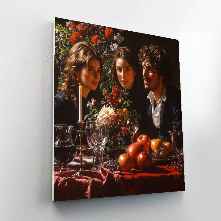 Caravaggio Inspired Theatrical Banquet paint by color
