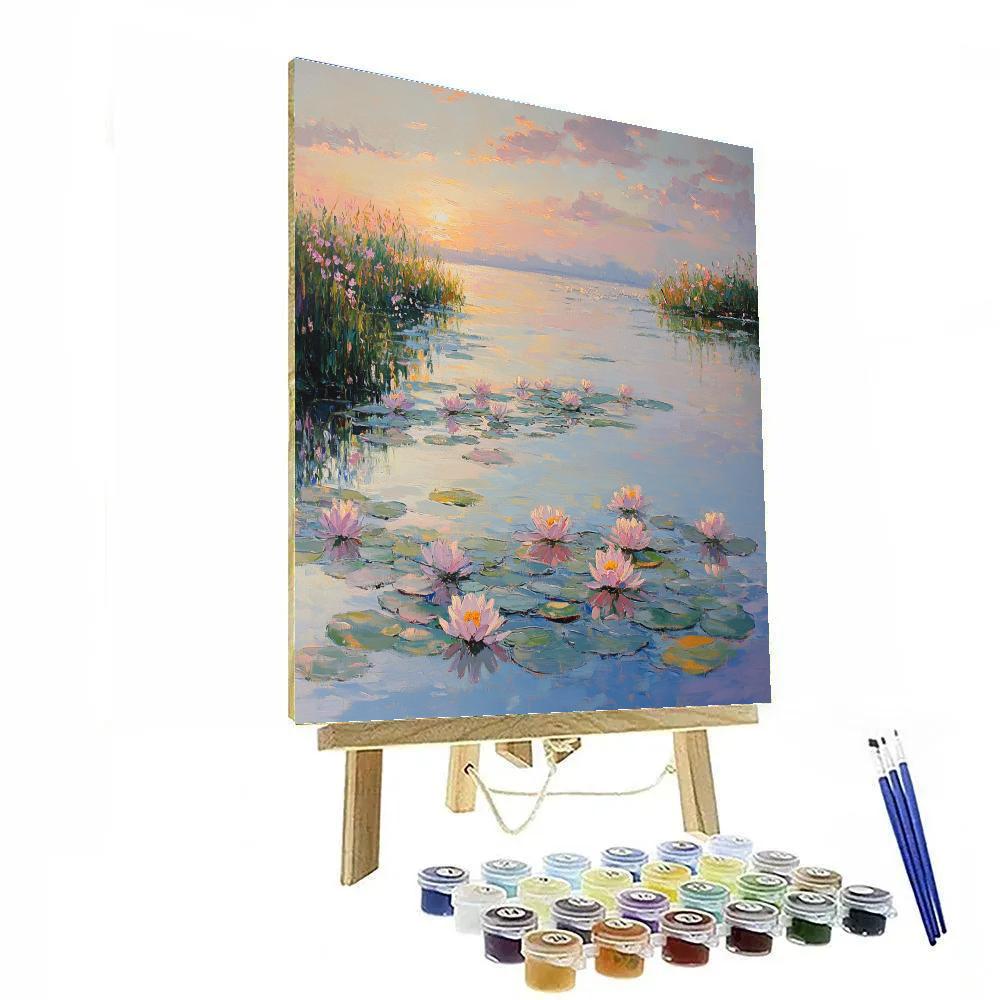 Monet Inspired Morning Water Lilies paint by color