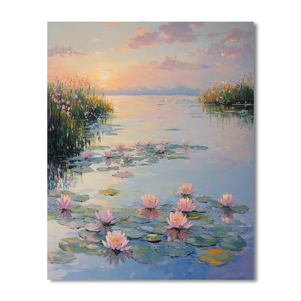 Monet Inspired Morning Water Lilies paint by color