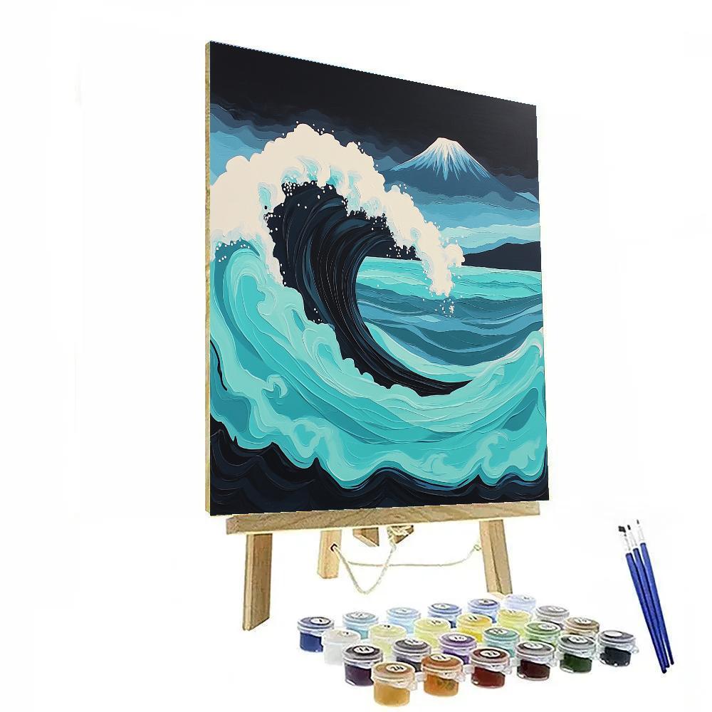 Hokusai Inspired Ocean Wave And Mount Fuji Painting by numbers kit