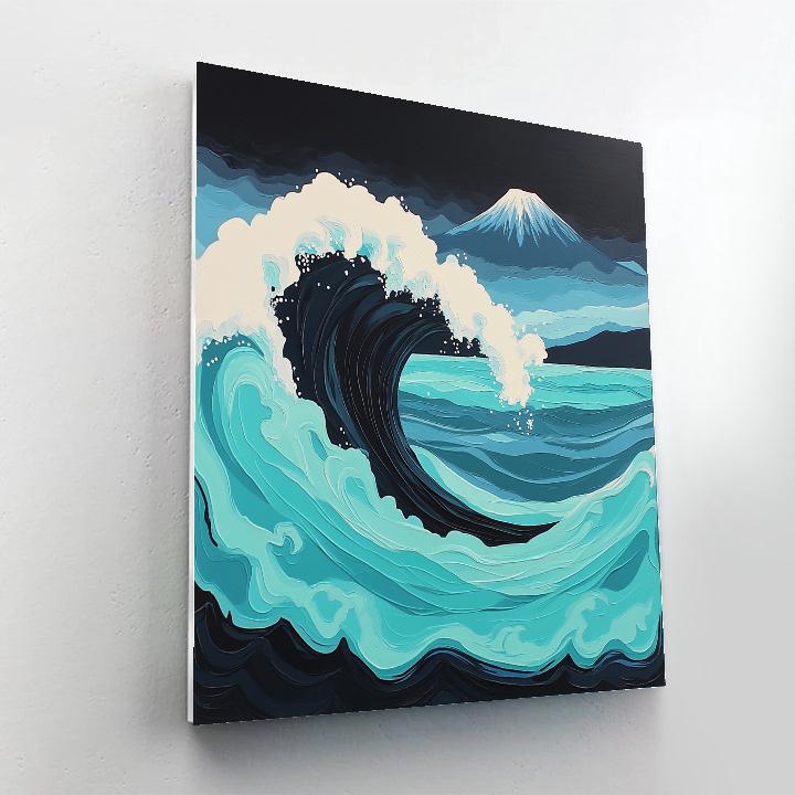 Hokusai Inspired Ocean Wave And Mount Fuji Painting by numbers kit