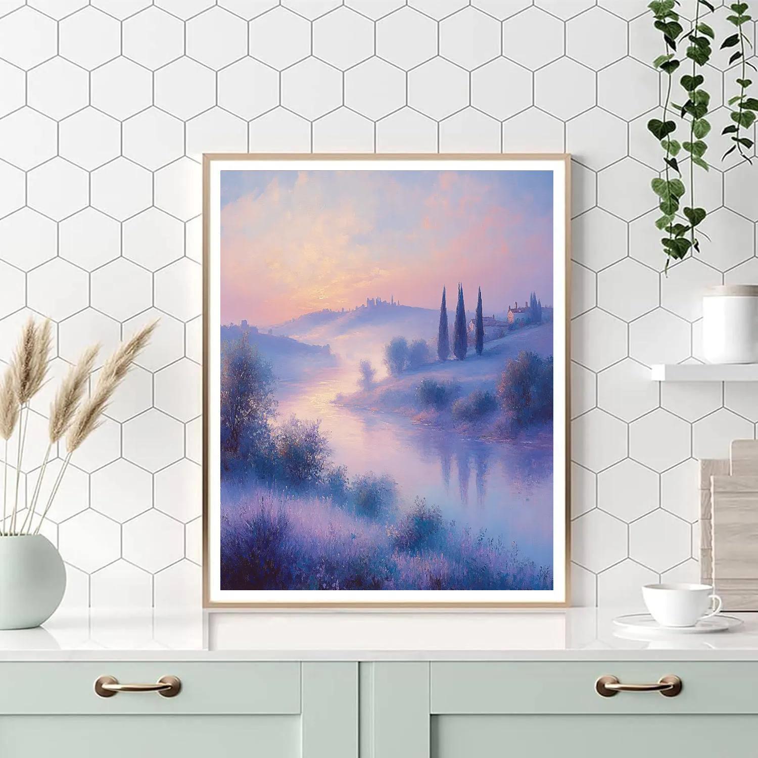 Claude Monet Inspired Misty Landscape At Sunrise Paint by numbers art