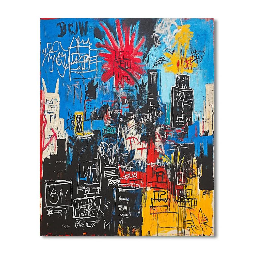 Jean-Michel Basquiat Inspired Urban Graffiti Cityscape Paint by numbers kits
