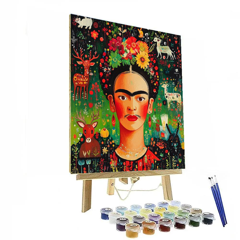 Frida Kahlo Inspired Mythological Self Portrait paint by number