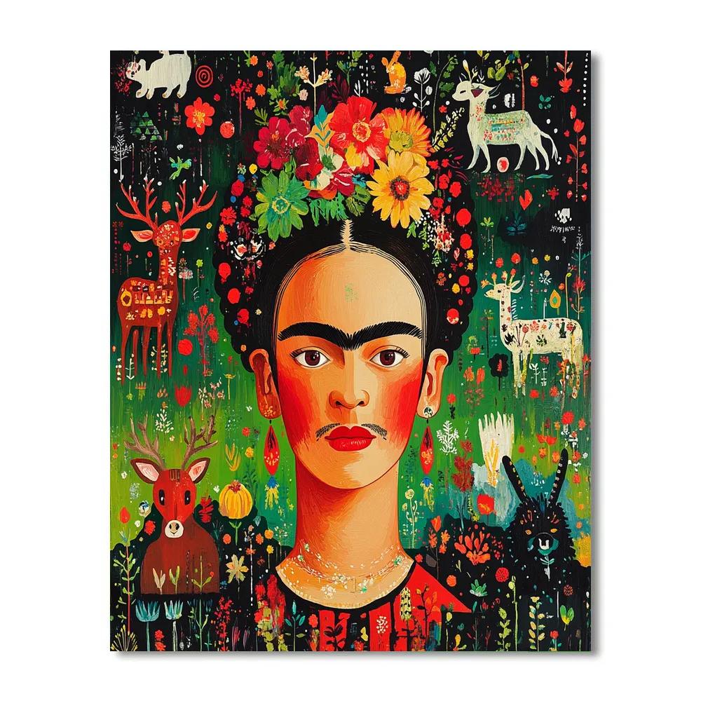 Frida Kahlo Inspired Mythological Self Portrait paint by number