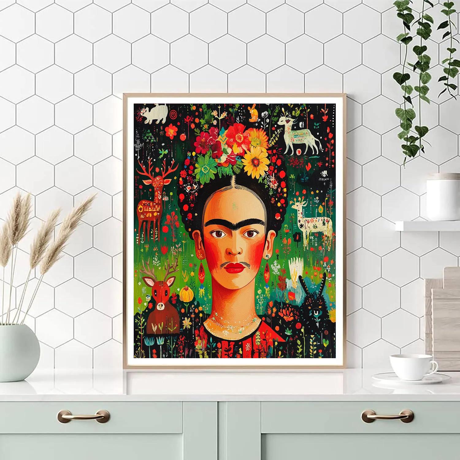 Frida Kahlo Inspired Mythological Self Portrait paint by number