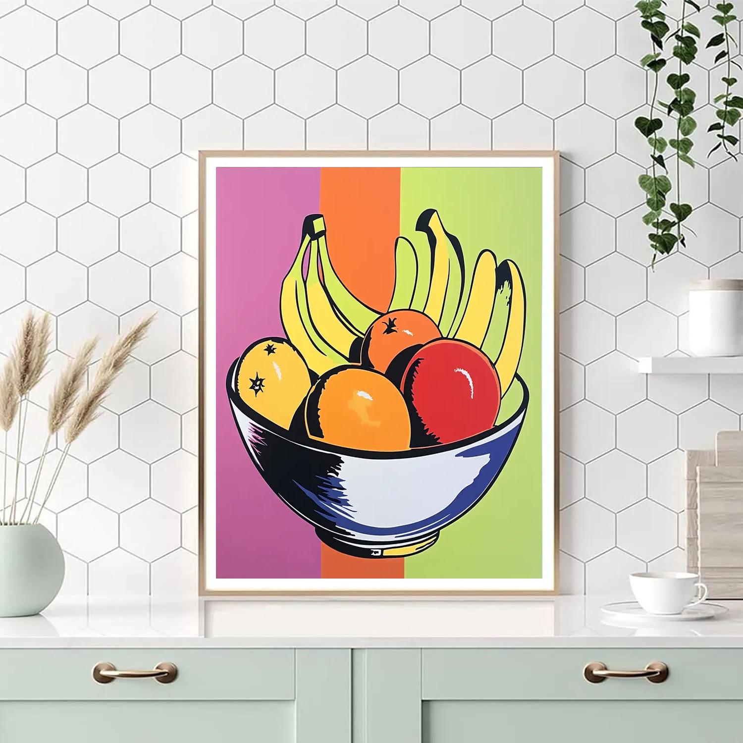 Andy Warhol Inspired Pop Art Fruit Bowl paint by number