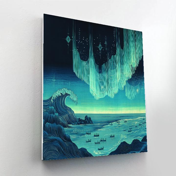 Hokusai Inspired Aurora Ice Sea painting number kit