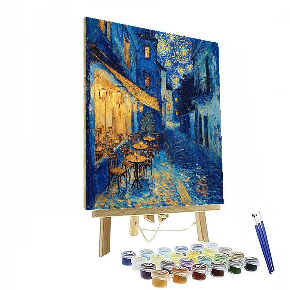 Van Gogh Inspired Starry City Cafe paint by color
