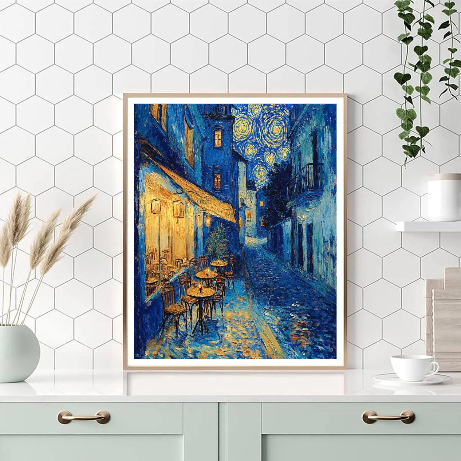 Van Gogh Inspired Starry City Cafe paint by color