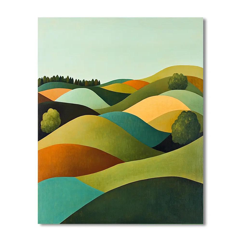 Paul Cézanne Inspired Geometric Hills paint by number