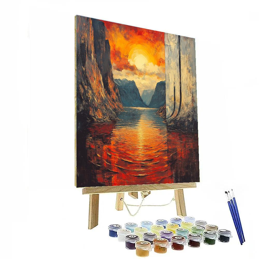 Edvard Munch Inspired Fjord Sunset painting number kit