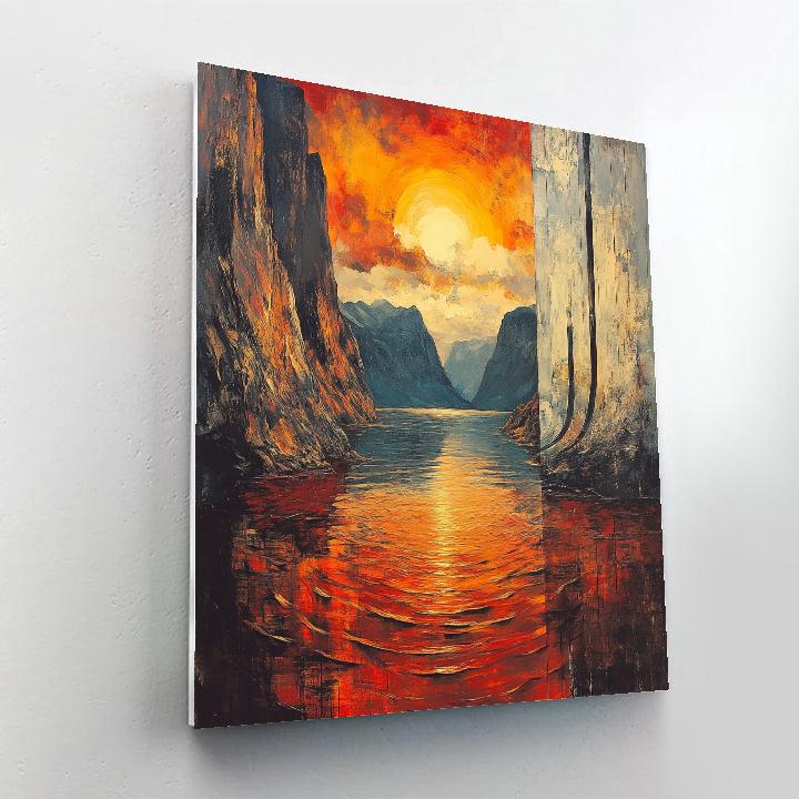 Edvard Munch Inspired Fjord Sunset painting number kit
