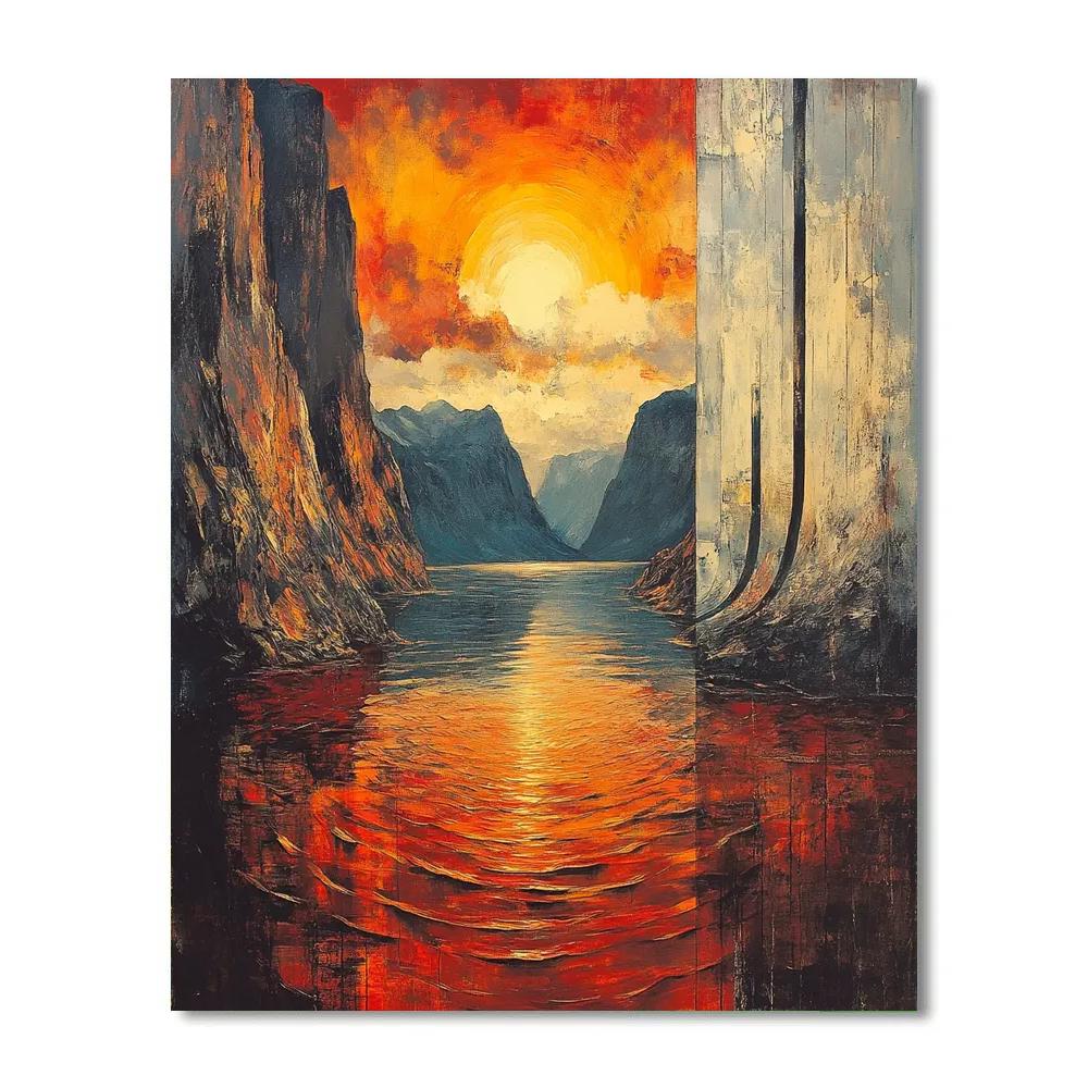 Edvard Munch Inspired Fjord Sunset painting number kit
