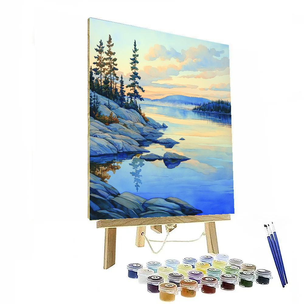 Franklin Carmichael Inspired Crystalline Lake At Dawn painting number kit